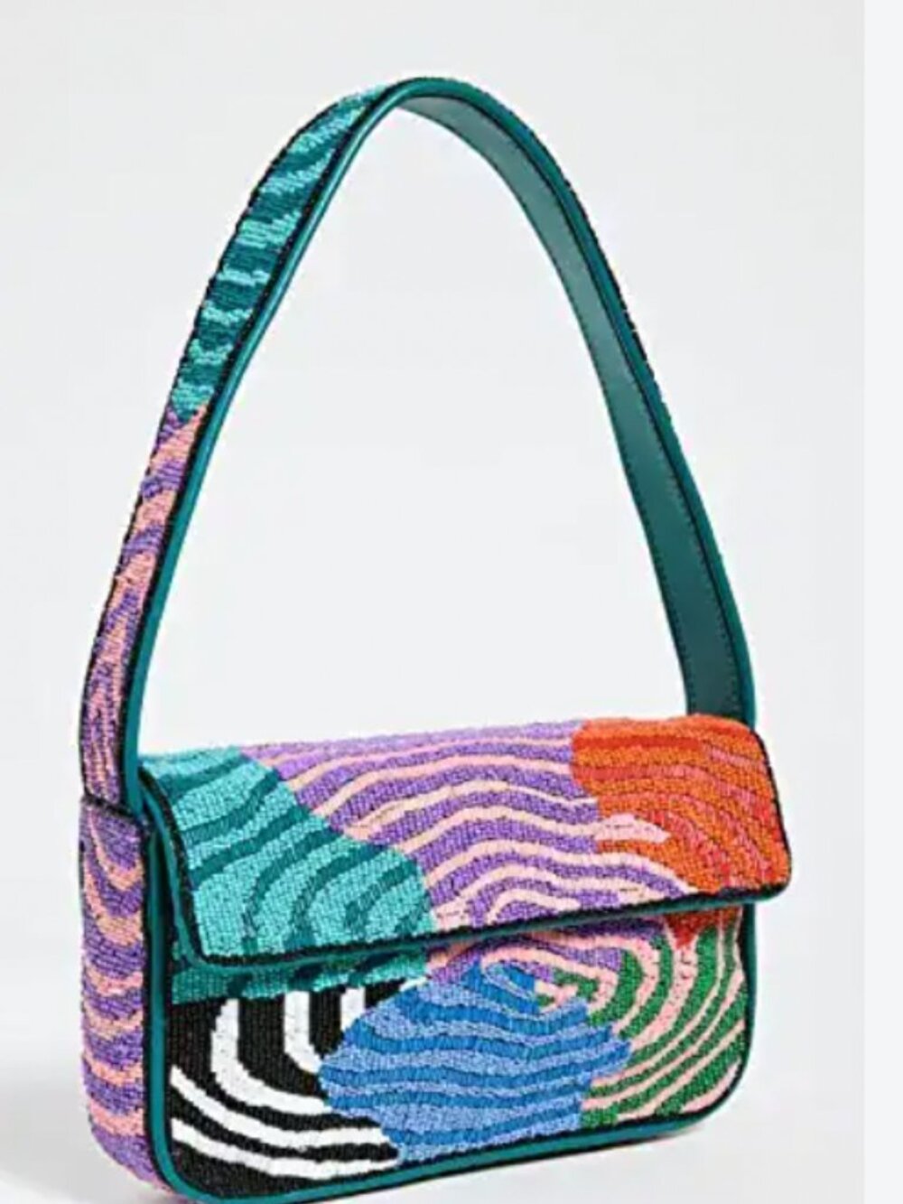 NWT STAUD Tommy Beaded Bag, Acid Swirl